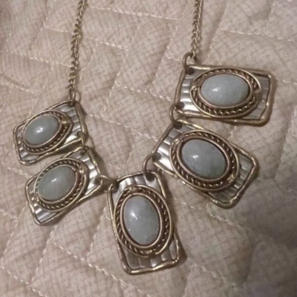 Women statement necklace nwt bohemian silver and turquoise - Picture 1 of 5
